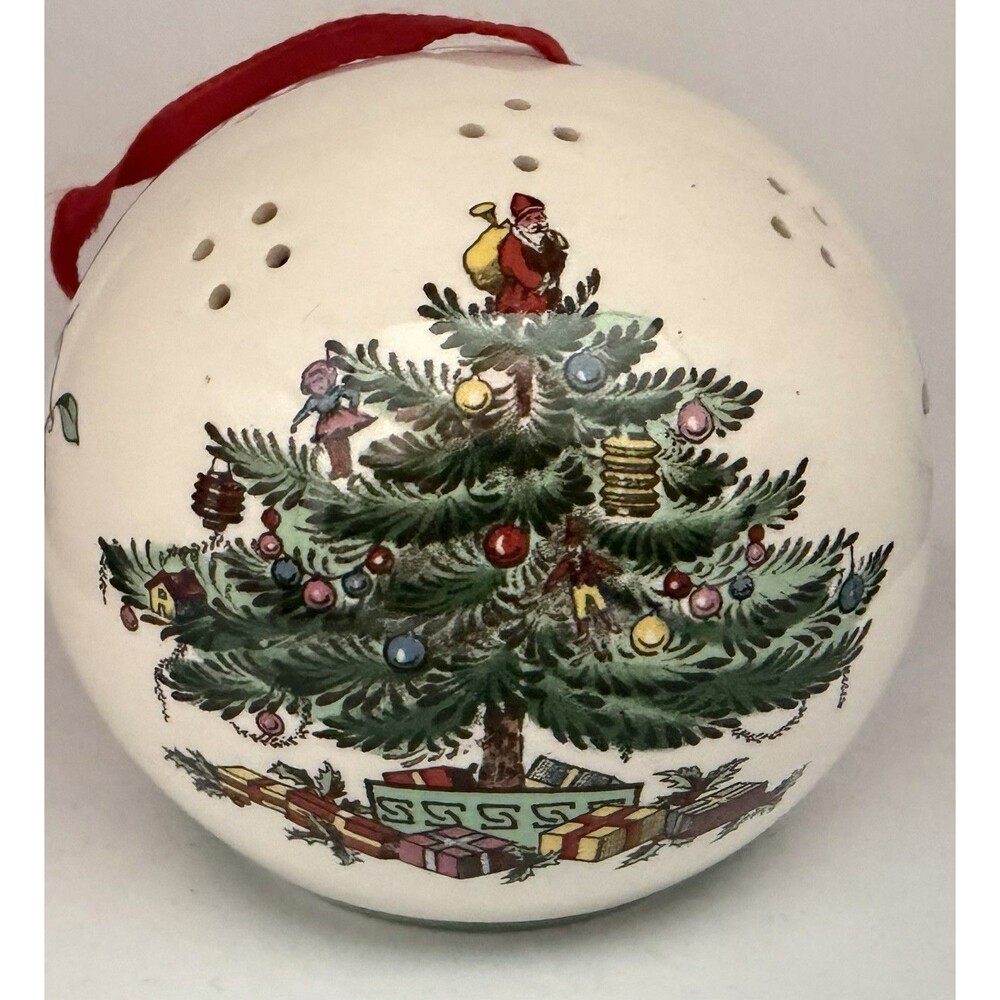 Vtg Spode Christmas Tree Design Pomander Potpourri Holder Ball Ornament England